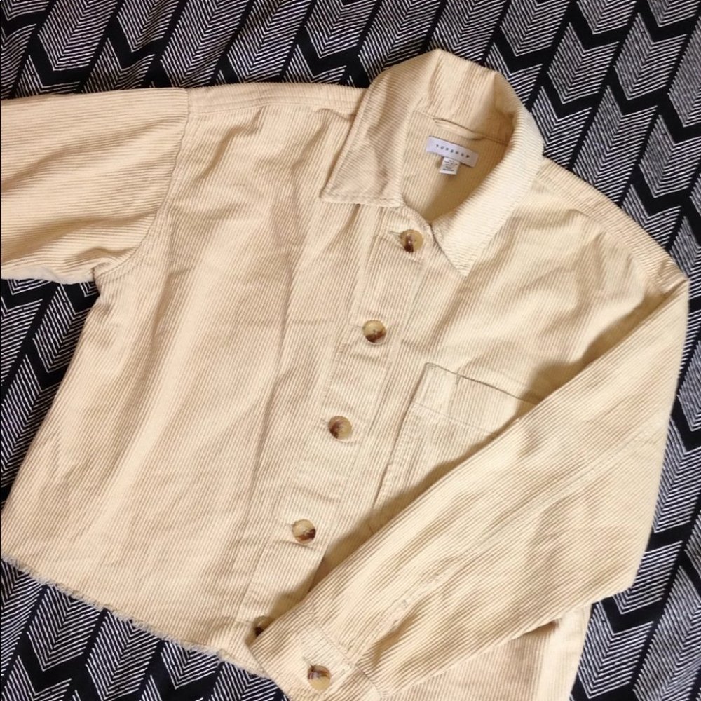 TOPSHOP womens Corduroy frayed hem pocket jacket
